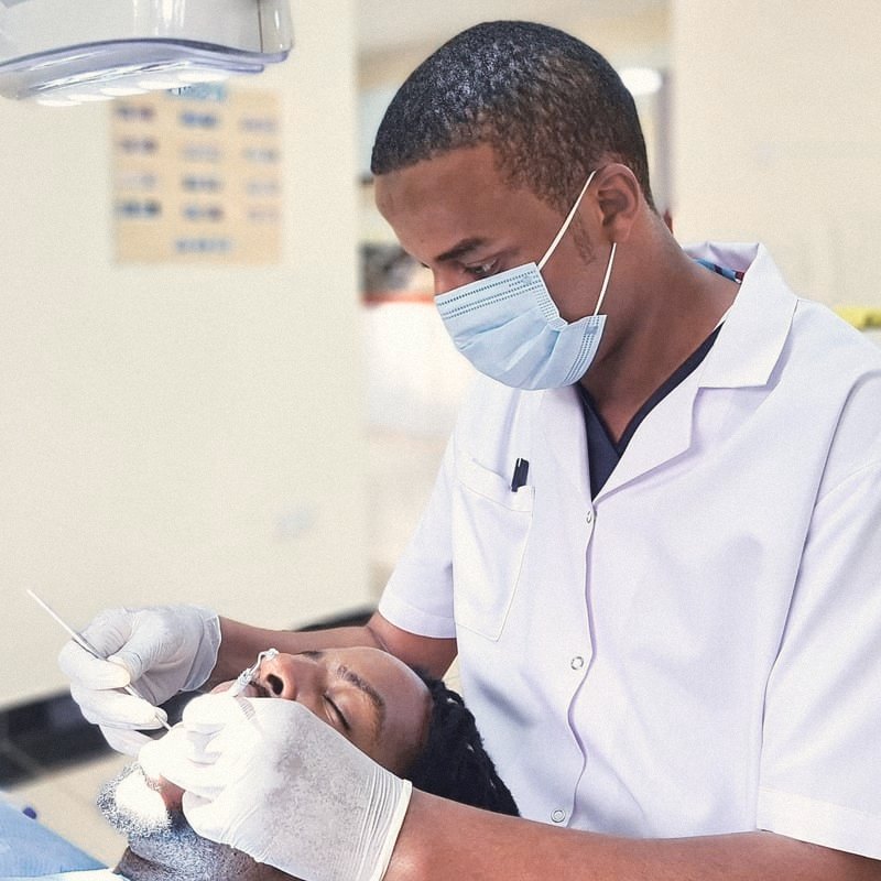 Dentist carrying out a routine check-up